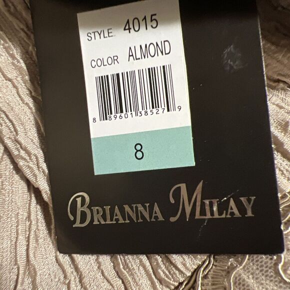 Brianna Milay Dress Womens Size 8 Pleated Metallic Gold Sequin Lace Neckline Hem - Picture 12 of 12
